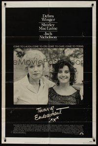 1w860 TERMS OF ENDEARMENT 1sh '83 great close up of Shirley MacLaine & Debra Winger!