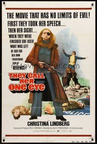 1w870 THEY CALL HER ONE EYE 1sh '74 wild cult classic, Christina Lindberg in the title role!