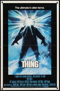 1w874 THING new credit style 1sh '82 John Carpenter, cool sci-fi horror art by Drew Struzan!
