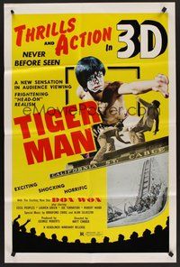 1w883 TIGER MAN 1sh '78 Matt Climber's 3-D thriller, Don Won in martial arts action!