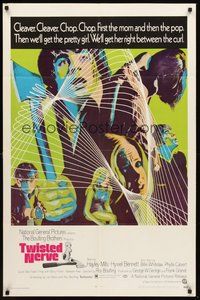 1w906 TWISTED NERVE 1sh '69 Hayley Mills, Roy Boulting English horror, cool psychedelic art!