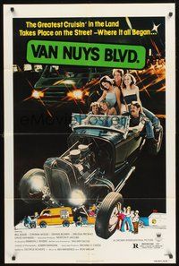 1w921 VAN NUYS BLVD. 1sh '79 sexy teens cruising Los Angeles streets in hot rods!
