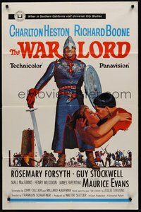 1w945 WAR LORD 1sh '65 art of Charlton Heston all decked out in armor with sword!
