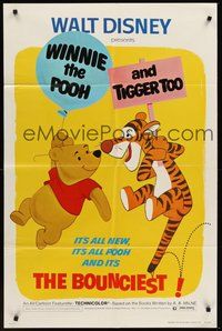 1w976 WINNIE THE POOH & TIGGER TOO 1sh '74 Walt Disney, characters created by A.A. Milne!