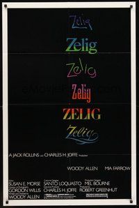 1w996 ZELIG 1sh '83 Mia Farrow, John Buckwalter, wacky Woody Allen directed fake mockumentary!