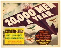 1x044 20,000 MEN A YEAR TC '39 cool art of World War II airplane squadron, thrill-packed!