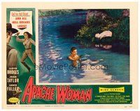 1x346 APACHE WOMAN LC #5 '55 image of naked Joan Taylor in water pointing gun at Lloyd Bridges!