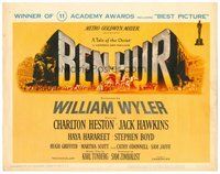 1x071 BEN-HUR TC '60 Charlton Heston, William Wyler classic religious epic, cool chariot art!