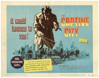1x096 CAPTIVE CITY TC '52 cool art of John Forsythe looming over city, film noir!