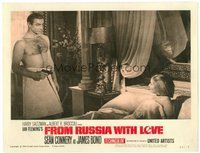 1x523 FROM RUSSIA WITH LOVE LC #8 '64 barechested Sean Connery points gun at sexy girl in bed!