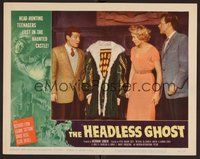 1x578 HEADLESS GHOST LC #8 '59 wacky image of three teenagers staring at royal guy missing head!