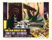 1x620 IT CAME FROM BENEATH THE SEA LC '55 Ray Harryhausen, fx image of monster attacking bridge!