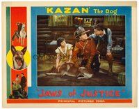 1x035 JAWS OF JUSTICE LC '33 top stars examine Kazan the German Shepherd dog on floor!
