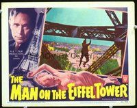 1x726 MAN ON THE EIFFEL TOWER LC #2 '49 best image of Franchot Tone hanging high above Paris!