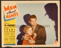 1x746 MEN WITHOUT NAMES LC '35 Fred MacMurray & Madge Evans cower from menacing shadow!