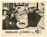 1x756 MISFITS LC #5 '61 Clark Gable stands by sexy Marilyn Monroe who's passing the hat for money!