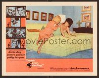 1x766 MOVE OVER, DARLING LC #6 '64 Doris Day tries to shove Polly Bergen laying on bed!
