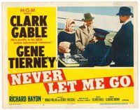 1x783 NEVER LET ME GO LC #2 '53 Clark Gable & Gene Tierney show passports to security guards!