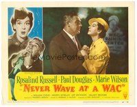 1x785 NEVER WAVE AT A WAC LC #7 '53 romantic close up of Rosalind Russell & Paul Douglas!