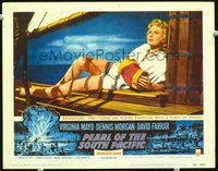 1x817 PEARL OF THE SOUTH PACIFIC LC #6 '55 sexy Virginia Mayo playing accordian on ship's deck!