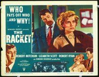 1x845 RACKET LC #7 '51 Howard Hughes, Robert Mitchum eyes sexy Lizabeth Scott wearing fur coat!