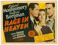 1x224 RAGE IN HEAVEN TC '41 Ingrid Bergman between Robert Montgomery & George Sanders!