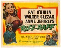 1x234 RIFF-RAFF TC '47 art of Pat O'Brien with gun & sexy bad girl Anne Jeffreys, film noir!