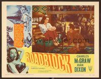 1x866 ROADBLOCK LC #4 '51 close up of Charles McGraw & Joan Dixon relaxing by fireplace!