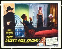1x877 SAINT'S GIRL FRIDAY LC #7 '54 sexy woman walks in on smoking Louis Hayward!