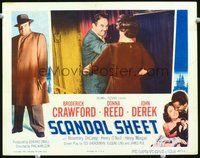 1x883 SCANDAL SHEET LC '52 Sam Fuller, close up of Broderick Crawford choking woman!