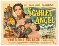 1x241 SCARLET ANGEL TC '52 artwork of sailor Rock Hudson & sexy gambling Yvonne DeCarlo!