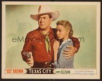 1x948 TEXAS CITY LC #2 '52 western action image of Johnny Mack Brown w/gun & Lois Hall!