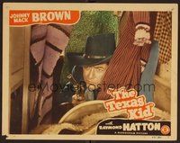 1x949 TEXAS KID LC '43 cool image of cowboy Johnny Mack Brown hiding w/gun!