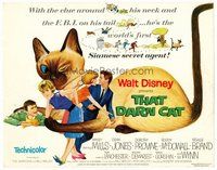1x276 THAT DARN CAT TC '65 great art of Hayley Mills & Disney Siamese feline!