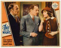 1x959 THIS IS THE NIGHT LC '32 Charlie Ruggles & Roland Young stare at pretty Lily Damita!
