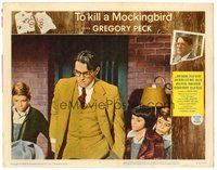 1x965 TO KILL A MOCKINGBIRD LC #1 '63 close up of worried Gregory Peck with Jem, Scout, and Dill!