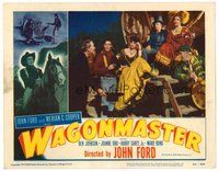 1x979 WAGON MASTER LC #2 '50 Ben Johnson & Ward Bond talk to show people in wagon, John Ford!