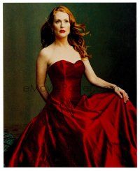 1y253 JULIANNE MOORE signed color 8x10 REPRO still '00s wonderful portrait in flowing red dress!