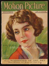1y064 MOTION PICTURE magazine September 1927 artwork portrait of Betty Bronson by Marland Stone!