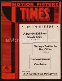 1y051 MOTION PICTURE TIMES exhibitor magazine April 27, 1933 Frank and Earnest discuss Ventilation