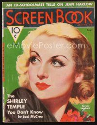 1y069 SCREEN BOOK magazine September 1935 wonderful artwork of Carole Lombard by Marland Stone!