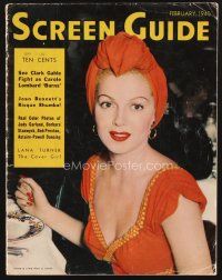 1y072 SCREEN GUIDE magazine February 1940 portrait of sexy Lana Turner by Jack Albin!