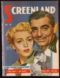 1y083 SCREENLAND magazine July 1948 portrait of Lana Turner & Clark Gable in Homecoming!