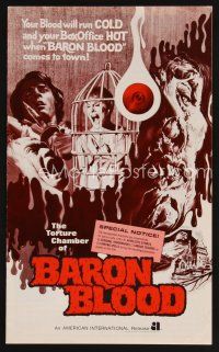 1y091 BARON BLOOD pressbook '72 Mario Bava, the ultimate in human agony, torture beyond belief!