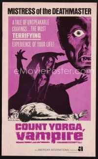 1y103 COUNT YORGA VAMPIRE pressbook '70 AIP, artwork of the mistresses of the deathmaster feeding!