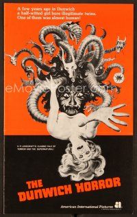 1y114 DUNWICH HORROR pressbook '70 AIP, wild horror art of Medusa monster attacking woman!