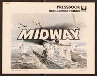 1y143 MIDWAY pressbook '76 Charlton Heston, Henry Fonda, dramatic naval battle art!