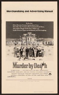 1y144 MURDER BY DEATH pressbook '76 great Charles Addams art of cast by dead body & spooky house!