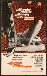 1y145 MURDERS IN THE RUE MORGUE pressbook '71 Edgar Allan Poe, sexy legs in fishnet stockings!