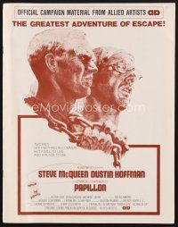 1y150 PAPILLON pressbook '73 great art of prisoners Steve McQueen & Dustin Hoffman by Tom Jung!
